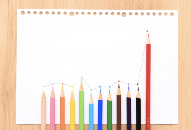 色鉛筆の折れ線グラフ
