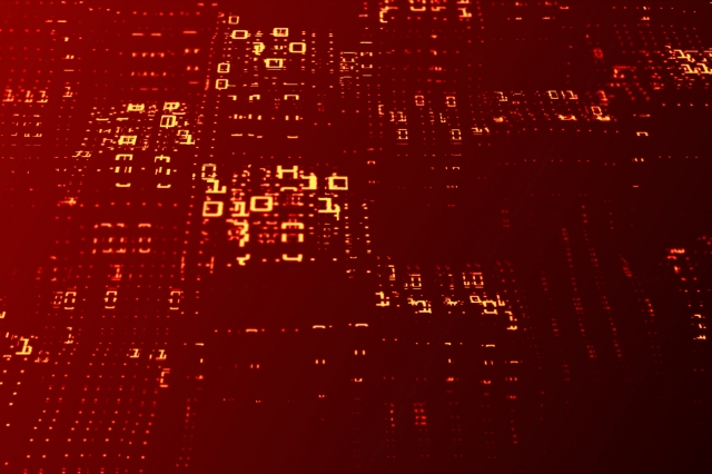 赤色の二進法のプログラミングイメージデジタル背景